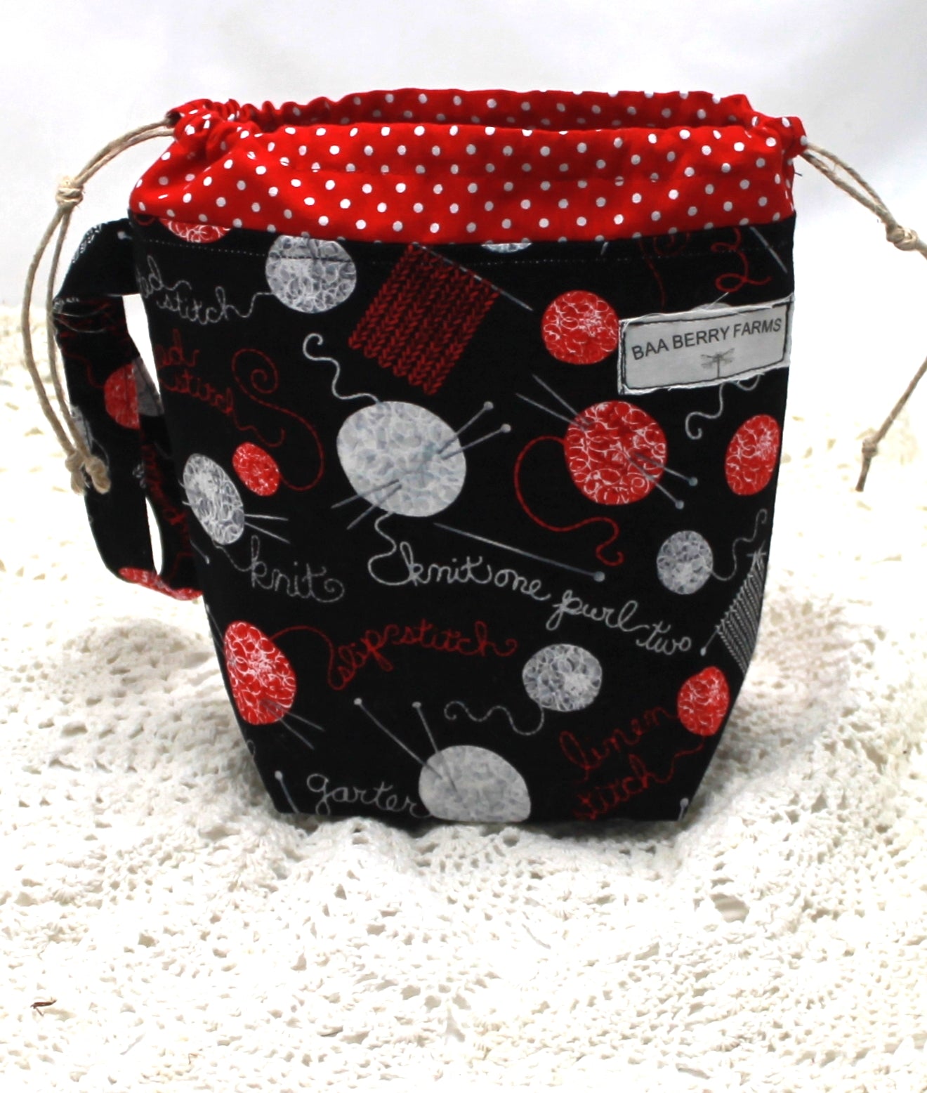 Knitting is my Yoga Small Draw String Project Bag