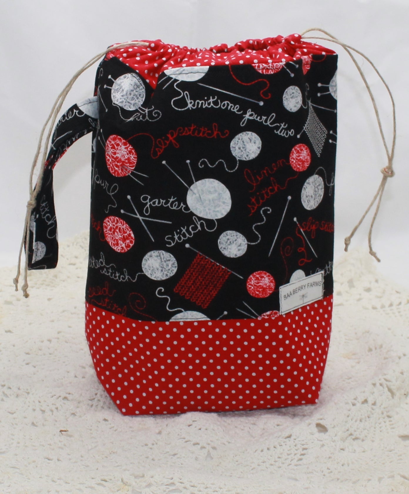 Knitting is my Yoga Medium Draw String Project Bag