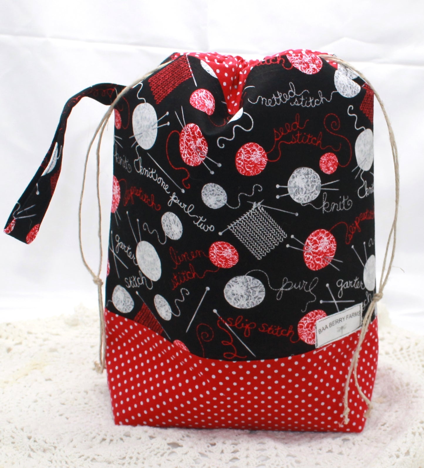 Knitting is my Yoga Large Draw String Project Bag