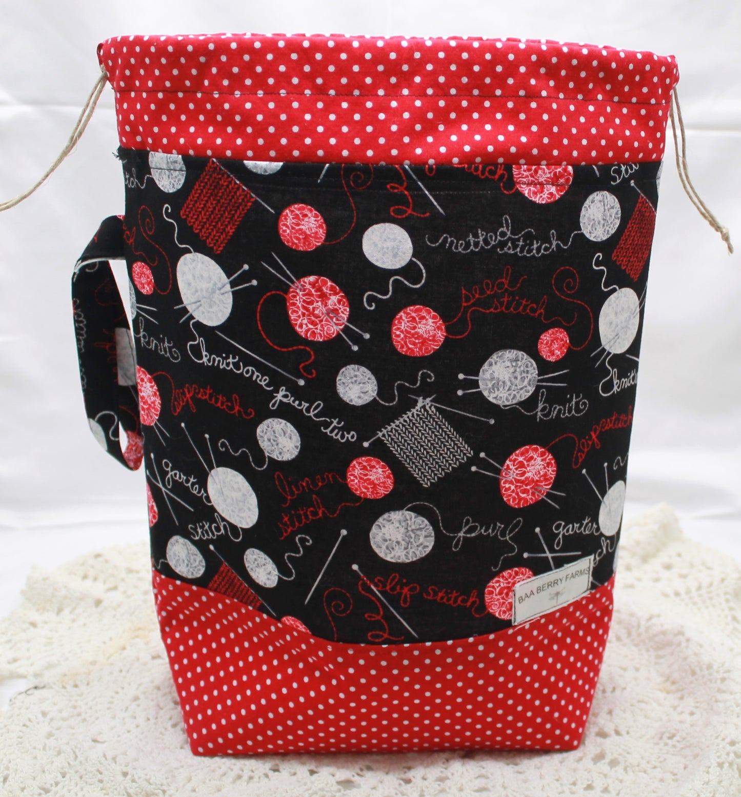 Knitting is my Yoga Large Draw String Project Bag